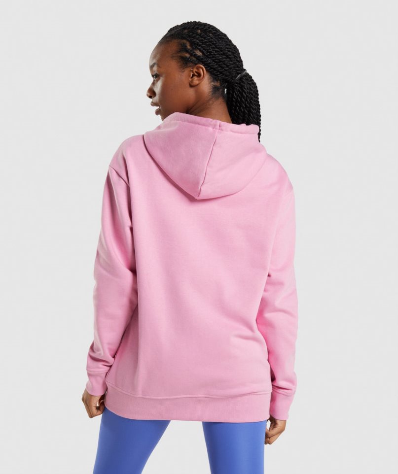 Bluzy Z Kapturem Gymshark Apollo Oversized Damskie Różowe | PL 815KLF